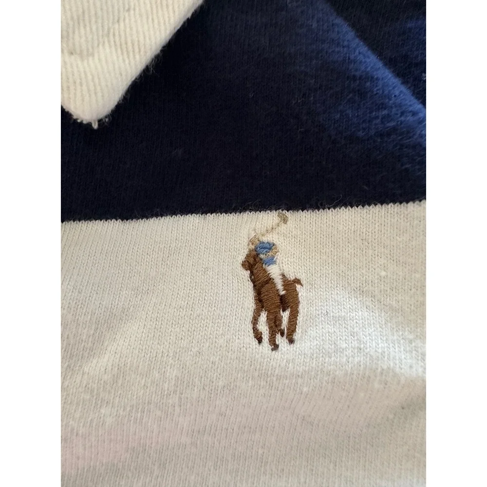 Ralph Lauren Baby Romper Rugby Stripe Polo Bear‎ Logo Shortall Size 6M 70